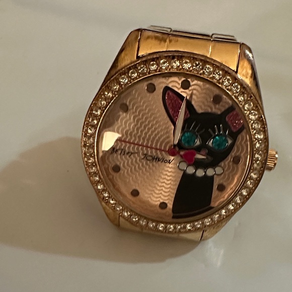 ✔️ RARE Betsey Johnson Rose Gold Cat Watch with Pink Accents - Picture 7 of 15